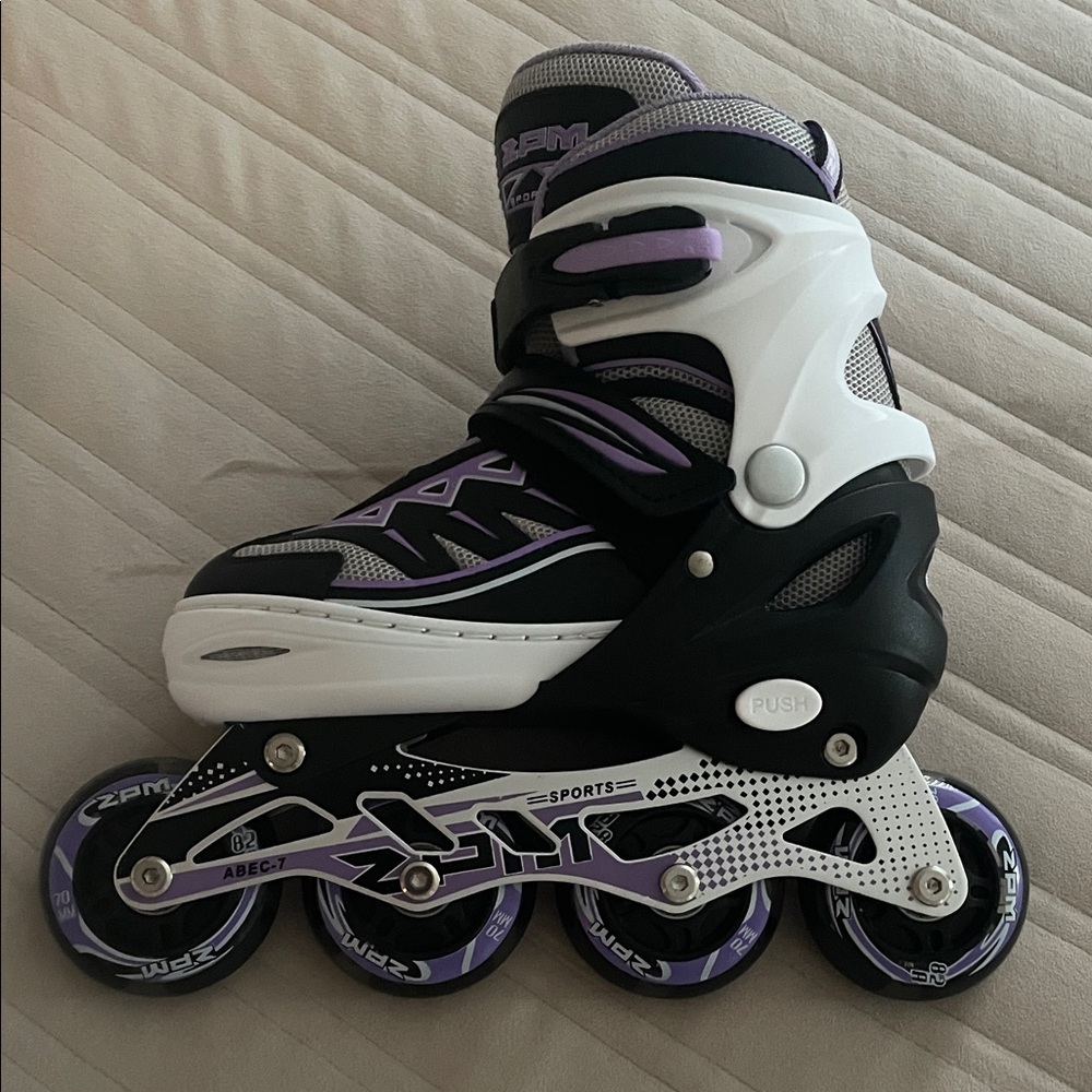 Adjustable Black, White & Lavender Inline Skates Z PM SPORT GIRLS MEDIUM